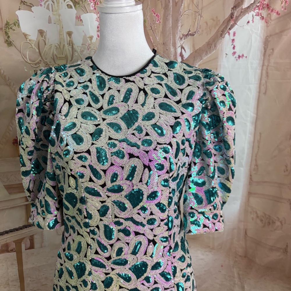 NEW ROTATE Christina Sequin Mini Dress in Orchid Ice Combo - Picture 9 of 13